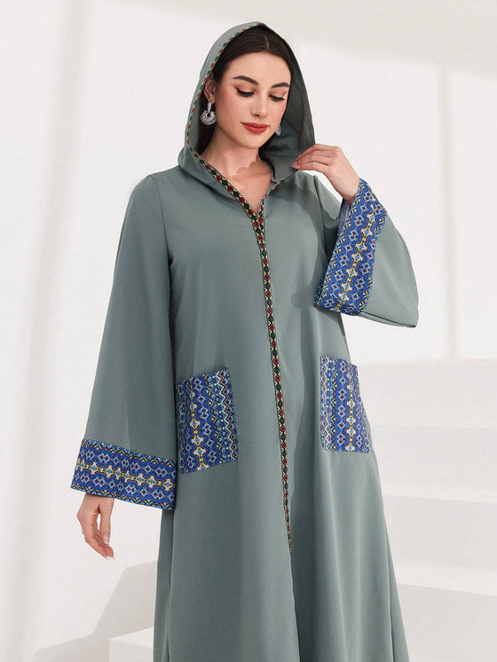 Najma Geo Print Hooded Tunic Dress