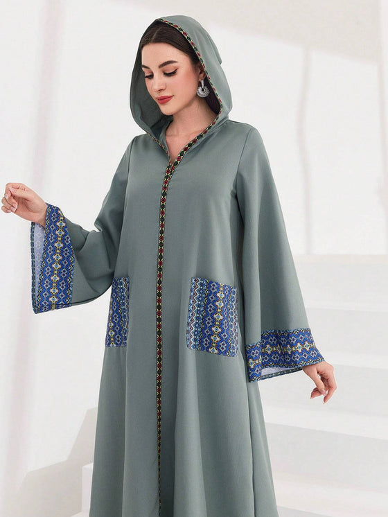 Najma Geo Print Hooded Tunic Dress