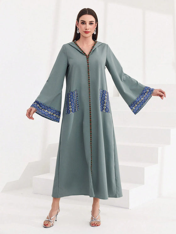 Najma Geo Print Hooded Tunic Dress