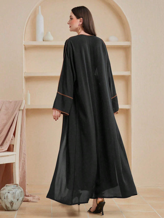 Najma Women'S Long Sleeve Open Front Islamic Abaya Gown