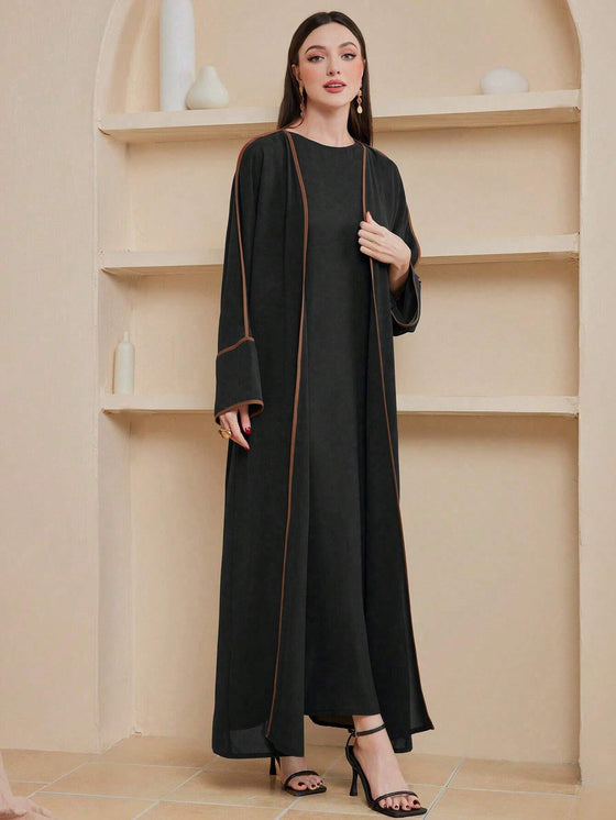 Najma Women'S Long Sleeve Open Front Islamic Abaya Gown