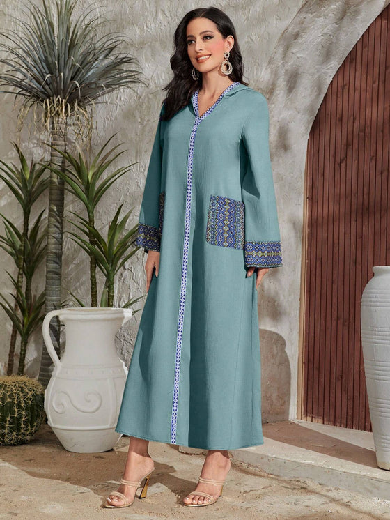 Najma Geo Print Hooded Tunic Dress