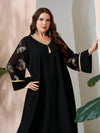 Najma Women'S plus Size Arabic Clothing with Fringe Pendant Decorated Sleeve Hem