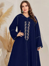 Najma plus Size Long Sleeve Hooded Dress with Embroidered Pattern