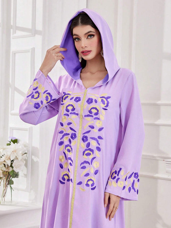 Najma Ladies Casual Hooded Arab Printed Dress