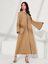 Najma Contrast Piping Trumpet Sleeve Hooded Dress