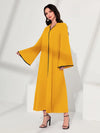 Najma Contrast Piping Trumpet Sleeve Hooded Dress