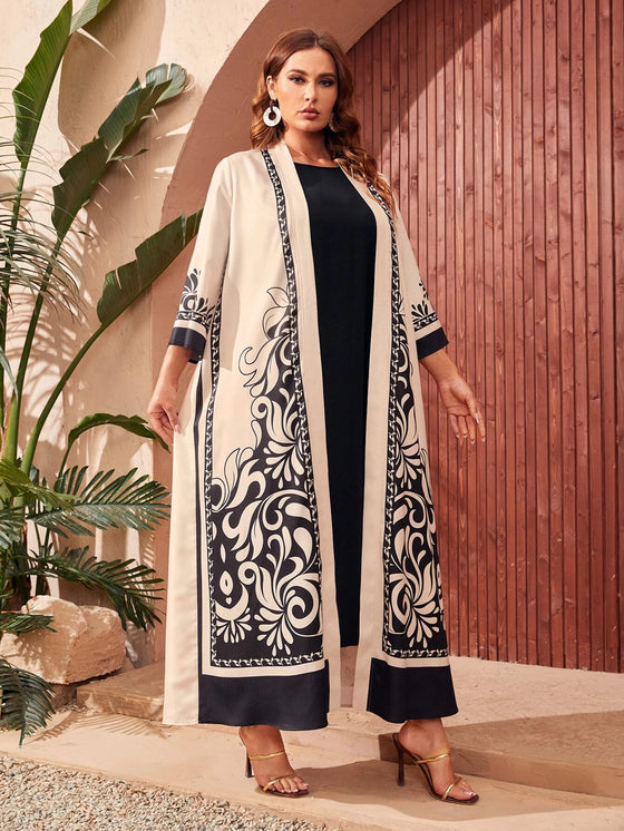 Najma plus Floral Open Front Abaya