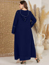 Najma plus Size Long Sleeve Hooded Dress with Embroidered Pattern