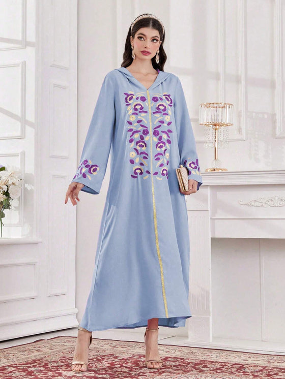 Najma Ladies Casual Hooded Arab Printed Dress