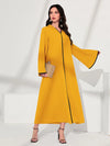 Najma Contrast Piping Trumpet Sleeve Hooded Dress