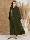 Najma plus Size Long Sleeve Hooded Dress with Embroidered Pattern