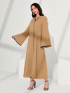 Najma Contrast Piping Trumpet Sleeve Hooded Dress