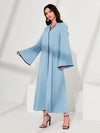 Najma Contrast Piping Trumpet Sleeve Hooded Dress